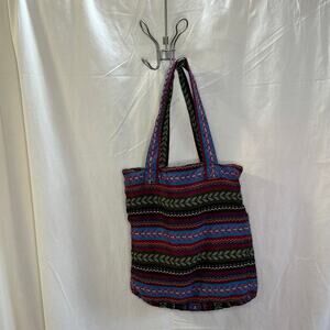 Colorful Woven Tote Bag by Leenie | 13”x13”x4”